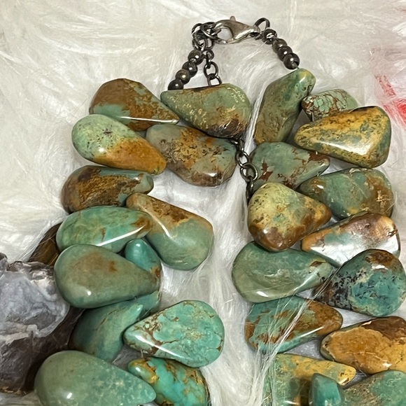 Vintage Green Turquoise Sterling Necklace - Picture 6 of 14